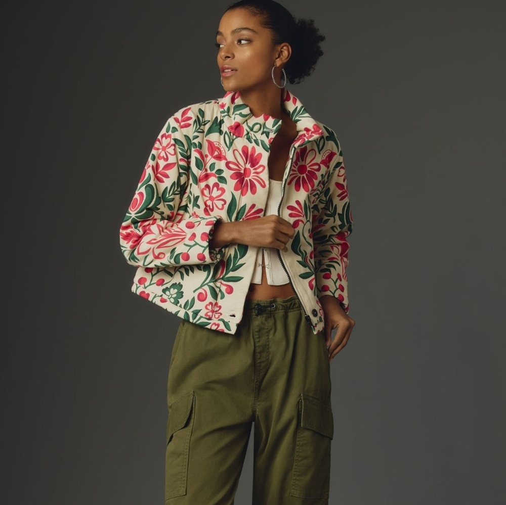 NWT Anthropologie floral boho puffy jacket